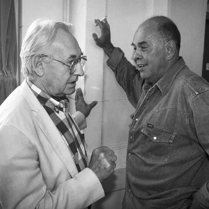 Konferencja Unii Wolności, Warszawa 1996. Na zdjęciu: Andrzej Wajda i Jacek Kuroń, fot. Andrzej Iwańczuk / Reporter
