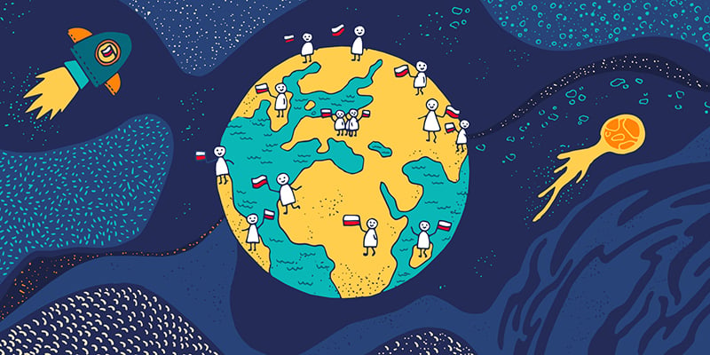 Meet Polonia! Poles and the Polish language are everywhere (even in space); artwork by Katarzyna Piątek