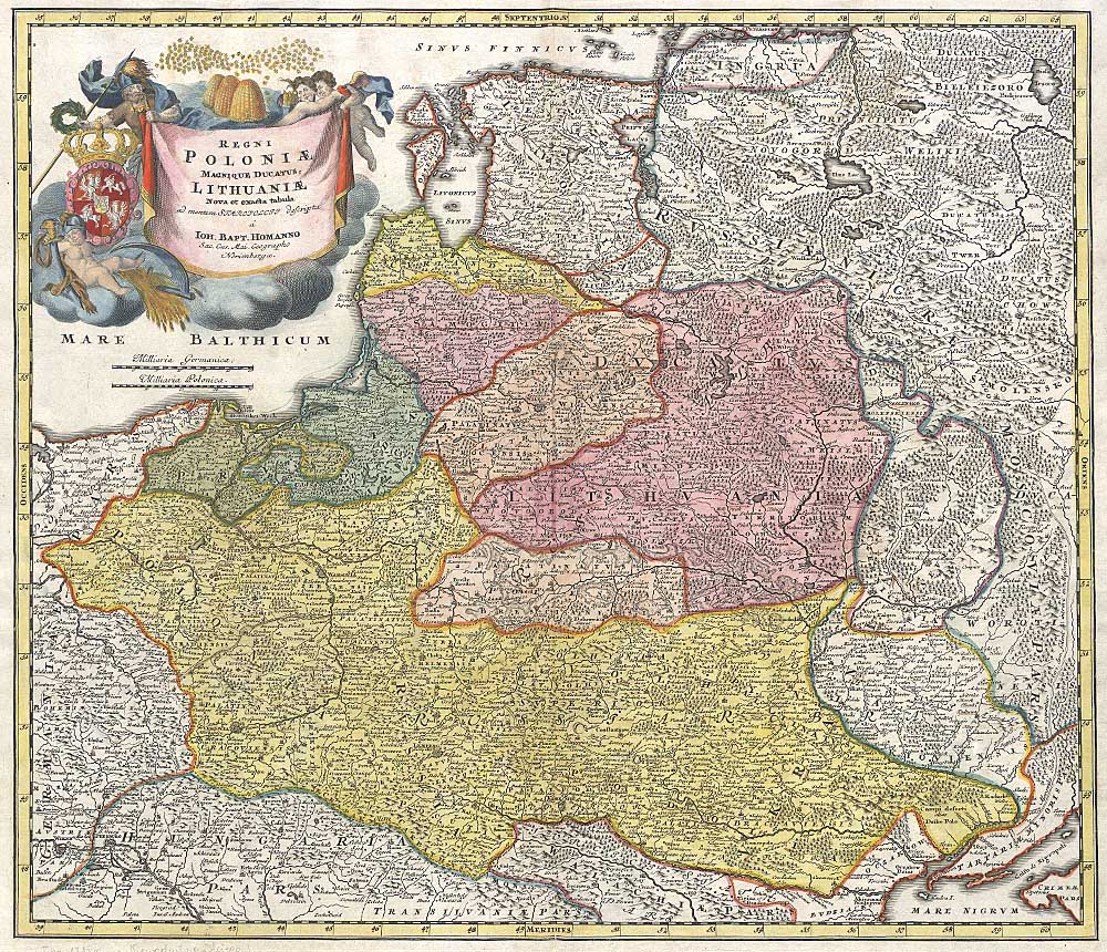 Карта Речи Посполитой — Королевства Польского и Великого княжества Литовского — одной из самых могущественных империй в Европе, XVIII век, источник: Polona.pl