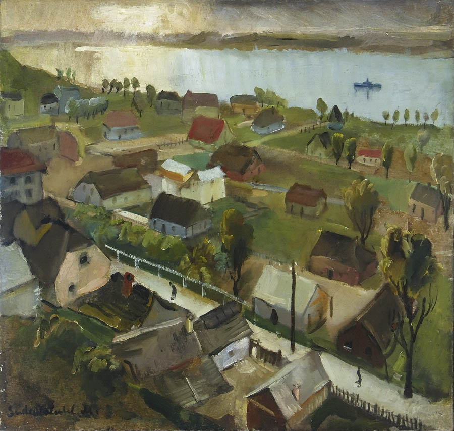 'Widok na Kazimierz nad Wisłą' (View of Kazimierz by the Vistula) by Menasze Seidenbeutel, oil on canvas, photo: Jewish Historical Institute