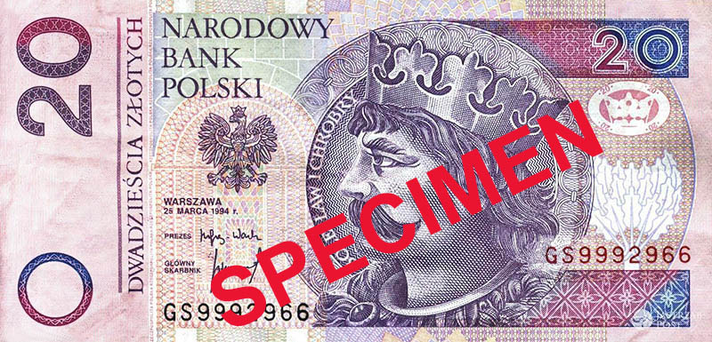 A digital specimen of the 200 zloty banknote, source: National Bank of Poland