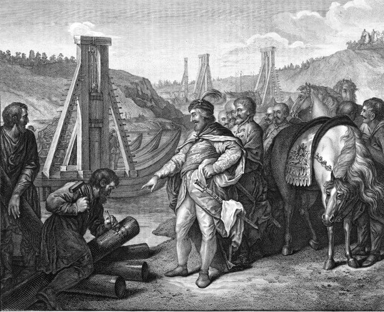 Bolesław I of Poland sticks frontier poles in Elbe and Saale, image from Album Wileńskie of Jan Kazimierz Wilczyński, photo: Polona.pl