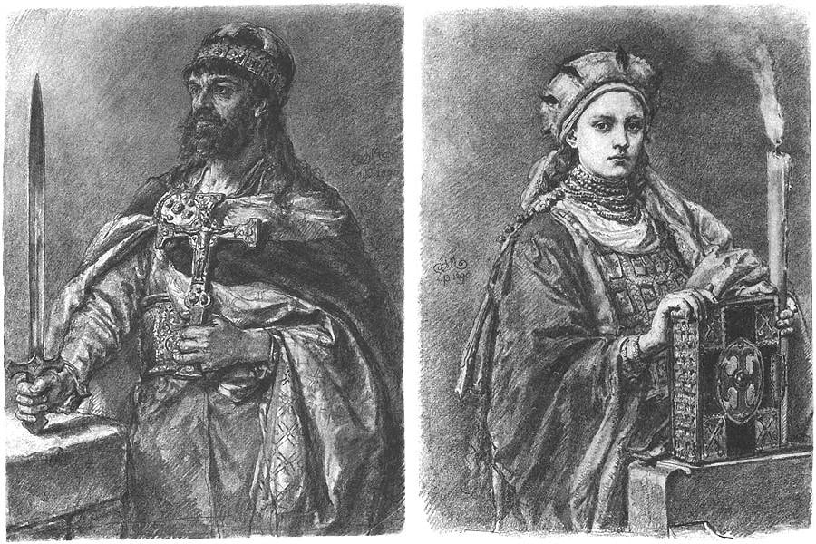 Portraiys of Mieszko and Dobrawa by Jan Matejko, photo: Wikimedia Commons