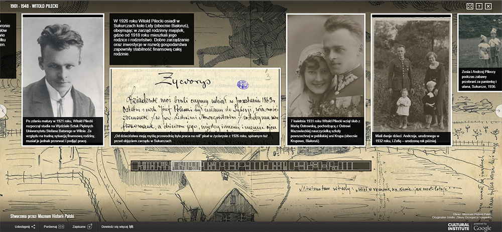 Część wystawy o Witoldzie Pileckim na stronach Google Cultural Institute, źródło: google.com/culturalinstitute