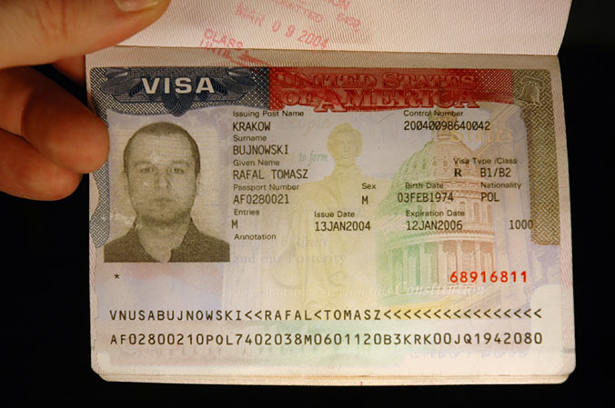 Rafał Bujnowski, Photograph of American visa in the artist's passport, 2004, image courtesy of Raster Gallery 