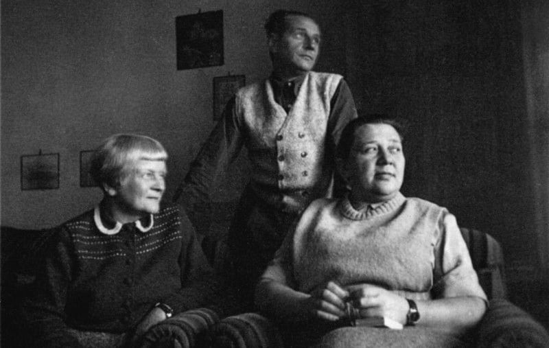 Bronisław Wojciech Linke z Marią Dąbrowską i Anną Kowalską, Warszawa, 10 października 1951, fot. Anna Linkowa / Muzeum Literatury / East News
