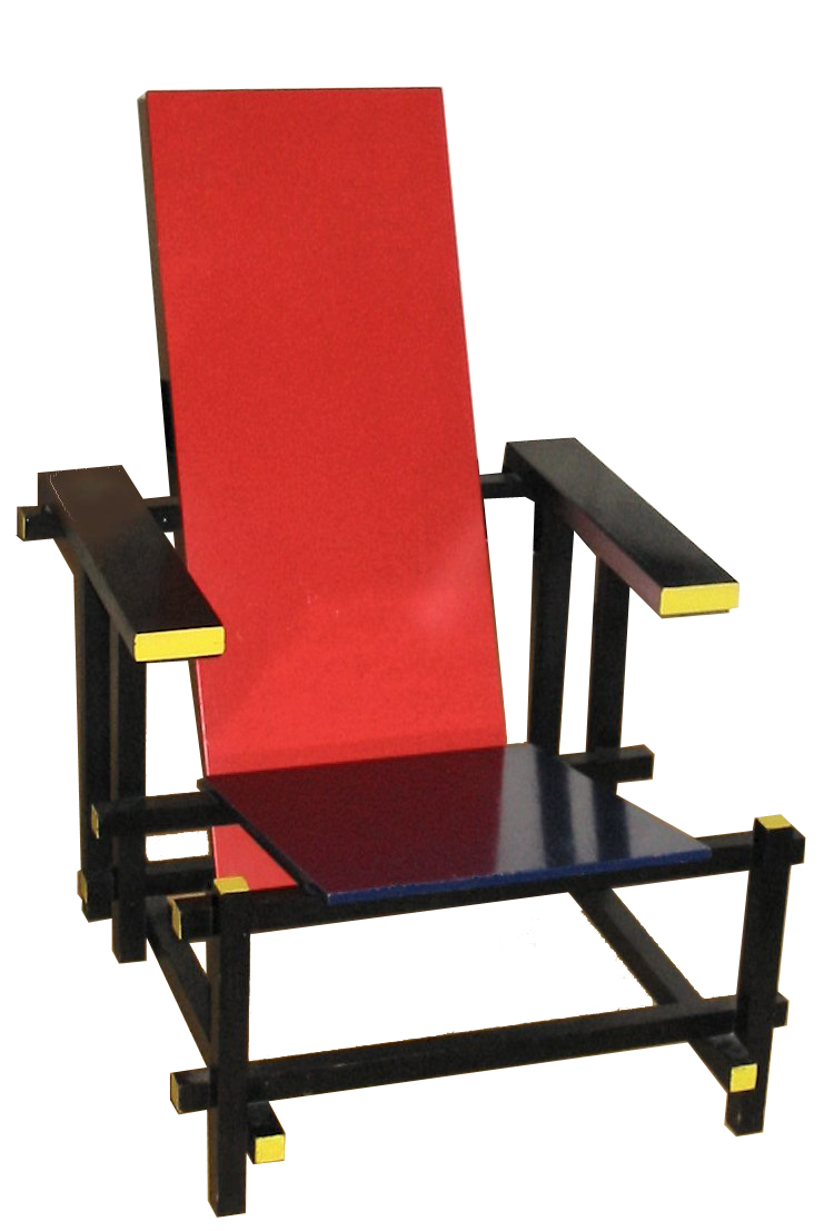 Red and Blue Chair designed by Gerrit Rietveld in 1917 source: Wikipedia