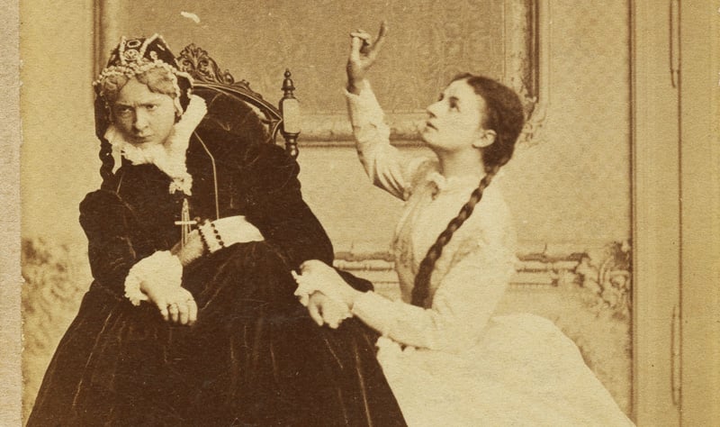 Antonina Hoffmann and Helena Modrzejewska in the play "Halszka z Ostroga", Józef Szujski , Teatr Krakowski, premiere: 12.05.1866, photo: Walery Rzewuski / Forum