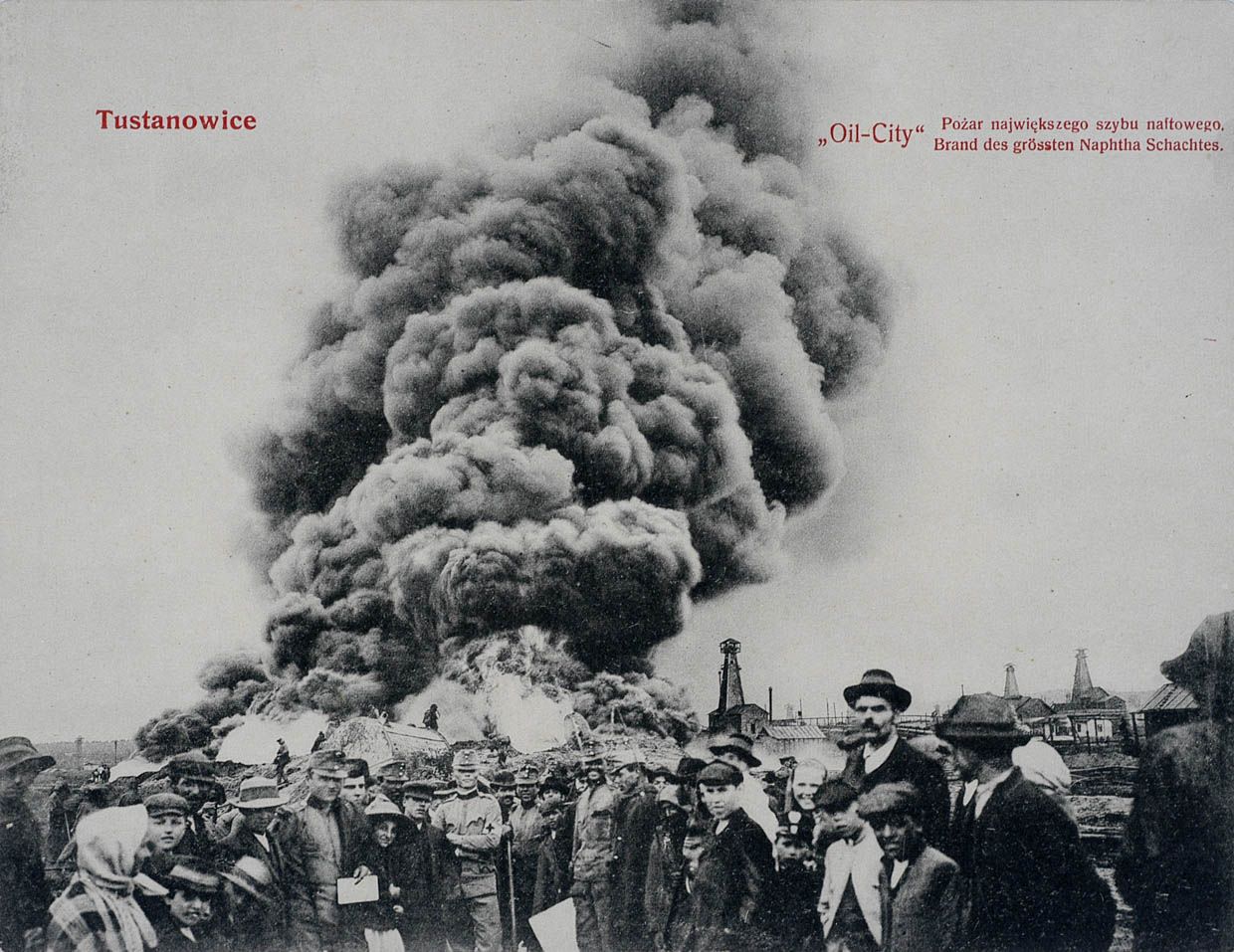 Pożar szybu naftowego, 1908, fot. Polona.pl