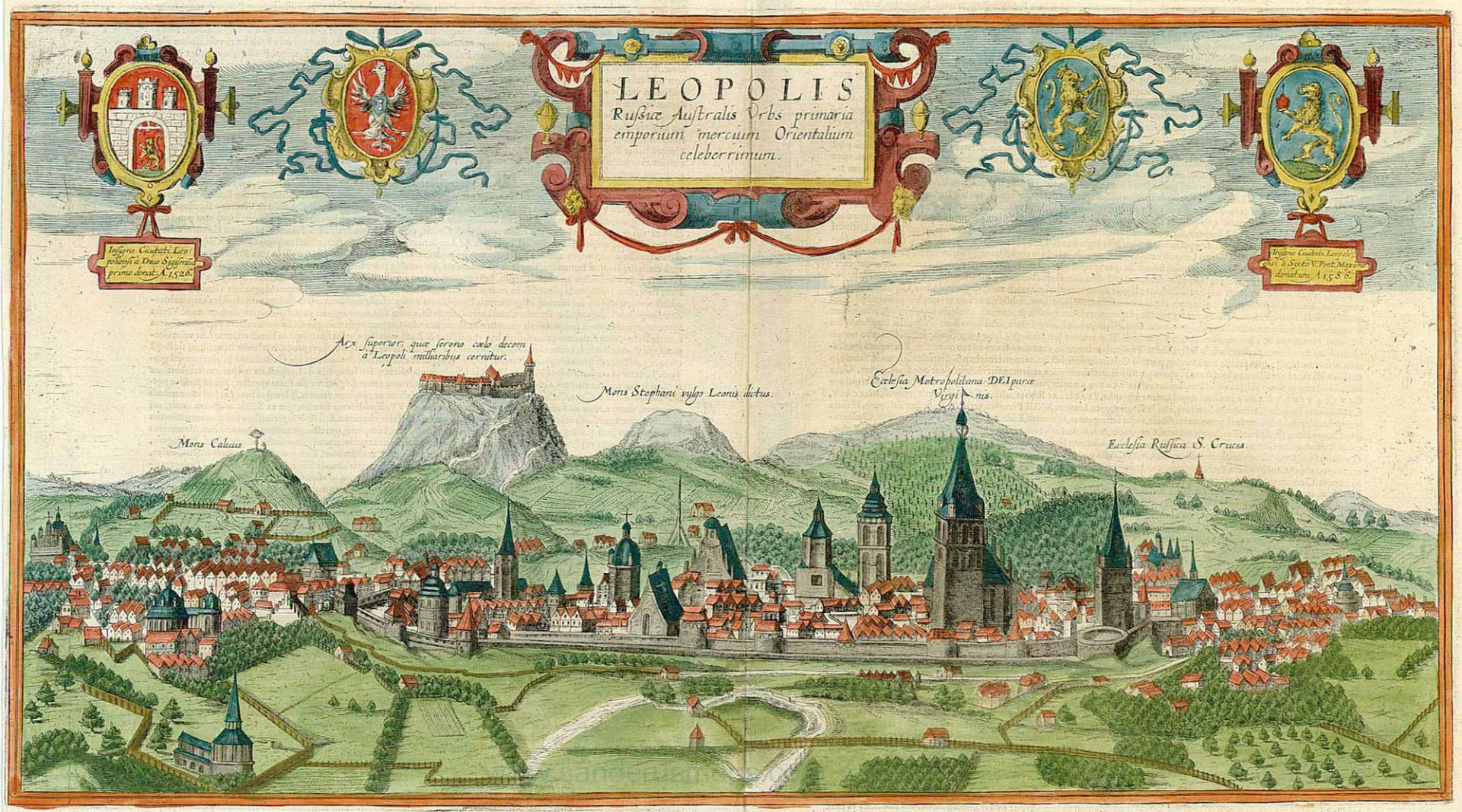Абрагам Ґоґенберґ, «Панорама Львова», мідерит, 1617-1618, фот. суспільне надбання  
