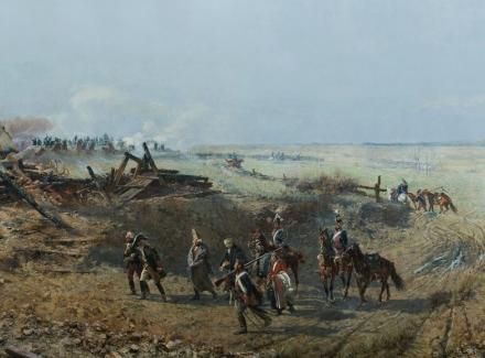 Detal obrazu "Bitwa pod Racławicami", obraz namalowany przez zespół malarzy pod kierunkiem Jana Styki i Wojciecha Kossaka, 1893–1894, fot. Muzeum Narodowe we Wrocławiu
