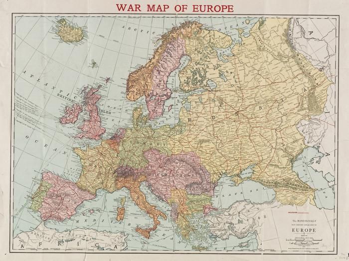 Mapa Europy, 1915, fot. Rand McNally and Company