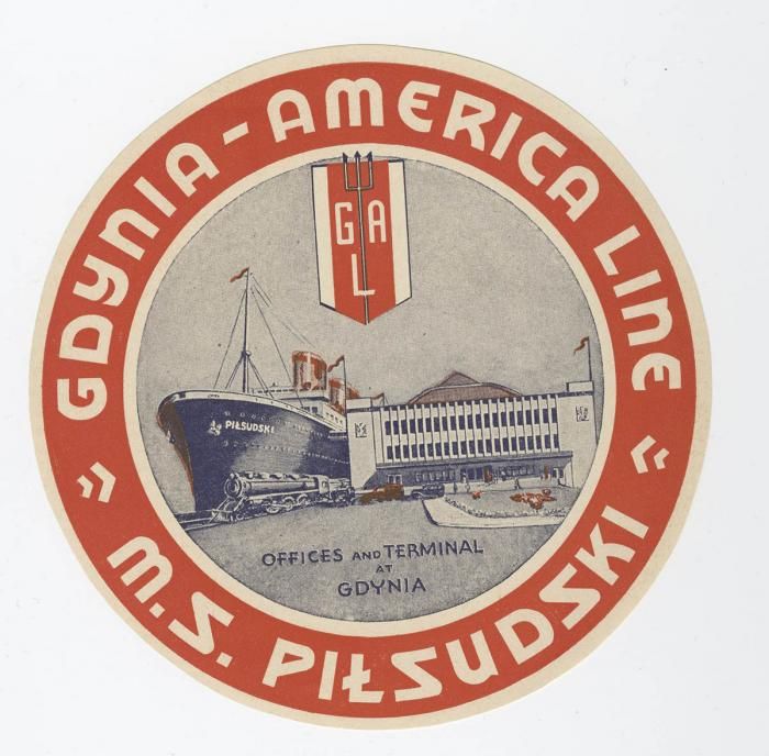 Naklejka na walizkę. Gdynia America Line, M.S. Piłsudski, 1934–1939, fot. MEG