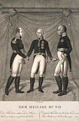 Укладення Священного союзу між Росією, Пруссією та Австрією 26 вересня 1815 року, літографія Йоганна Карла Бока.