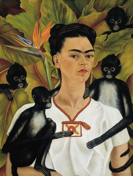 Frida Kahlo, "Autoportret z małpami", 1943, The Jacques and Natasha Gelman Collection of Mexican Art, the Vergel Foundation and the Tarpon Trust © 2017 Banco de México Diego Rivera Frida Kahlo Museums Trust, Mexico, D.F. / Artists Rights Society (ARS), New York