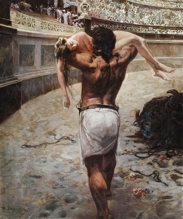 Piotr Stachiewicz, ilustracje do "Quo Vadis" ("Ursus ocala Ligię"), przed 1902, fot. Pałacyk Henryka Sienkiewicza w Oblęgorku