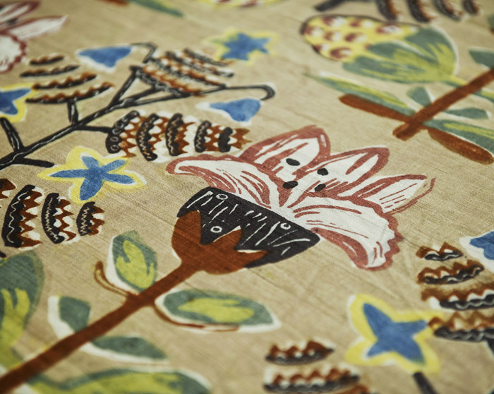 Józefa Wnukowa, decorative printed fabric, for the Central Linen Industry Laboratory in Żyrardów, made at the State Visual Arts Academy Decorative Fabrics Arts and Research Institute in Sopot, 1962-1963 Property of the State Ethnographic Museum in Warsaw, deposit to the National Museum in Warsaw. Photo: private collection
